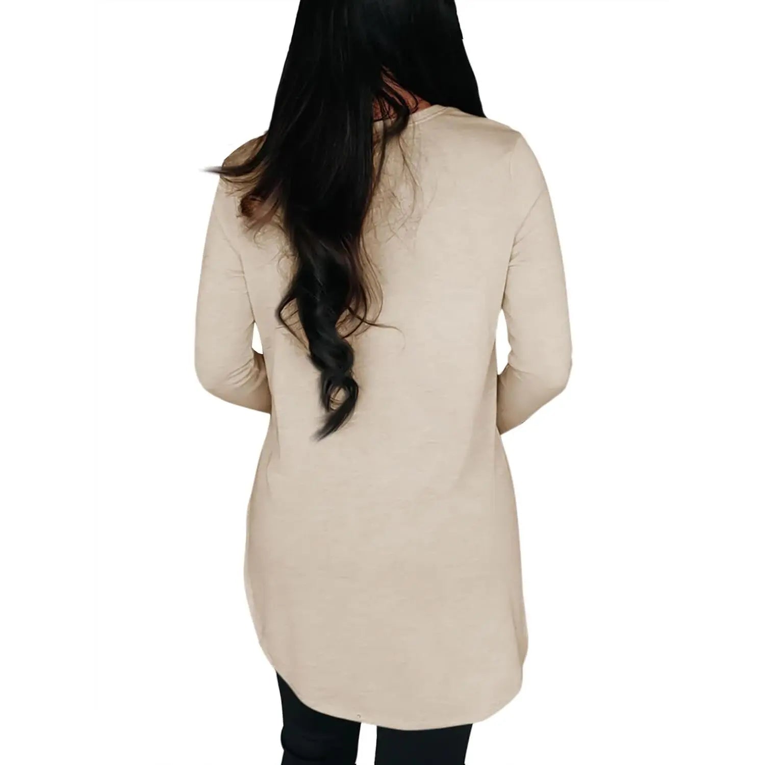 Women'S Comfy Casual Tunic Top, Long Sleeve Viscose Elastane Pullover with Side Split Hi-Low Hem for a Dress Casual Style, Longsleeves, Casual Comfy Clothes